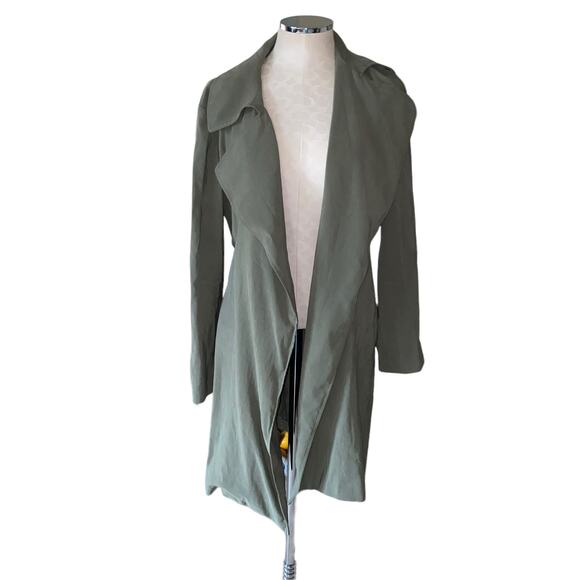 LOFT Olive Green Belted Notch Collar Long Sleeve Jacket Women’s Size Medium - Picture 2 of 8